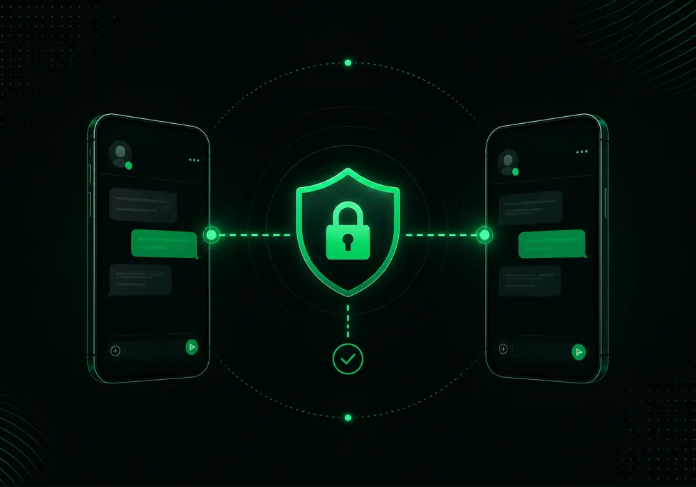 Illustration of end-to-end encrypted private chat